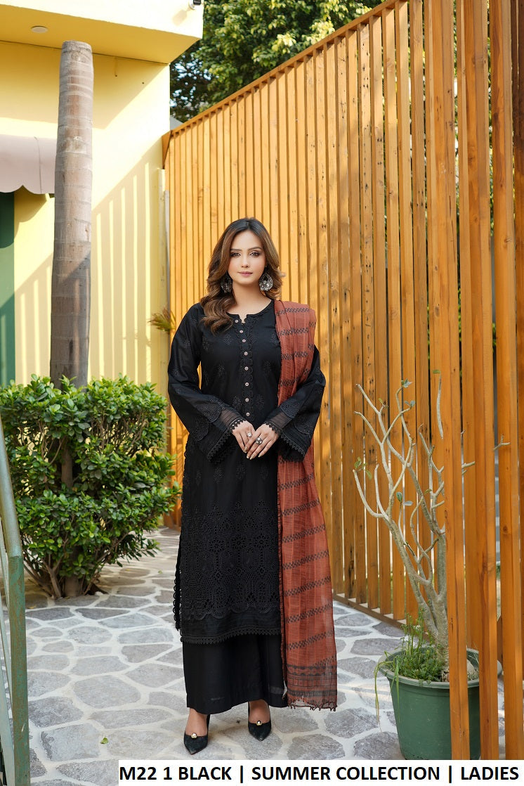 Pakistani women's black cotton casual straight shirt plazo back view