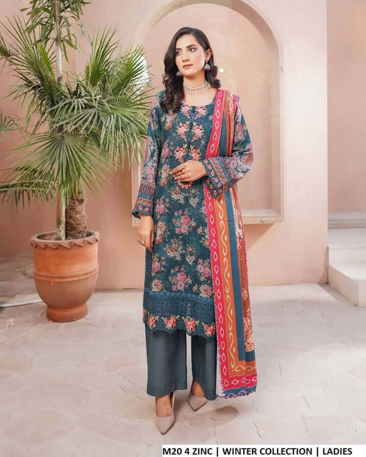 Lawn A-Line shirt zinc grey - Pakistani women's casual summer outfit with cotton trouser and lawn dupatta front view