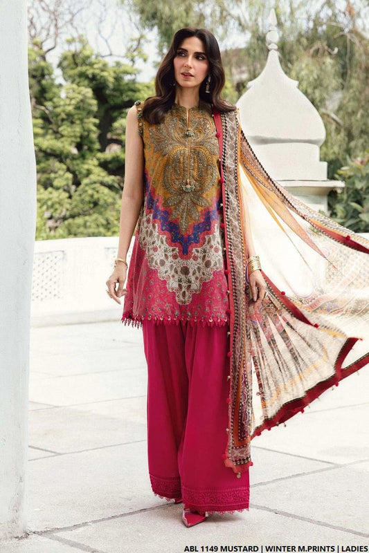 Printed lawn straight shirt - Pakistani women's casual summer outfit with lawn trouser and digital print dupatta front view