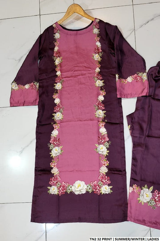 Pakistani women's lawn 2-piece printed casual suit side view