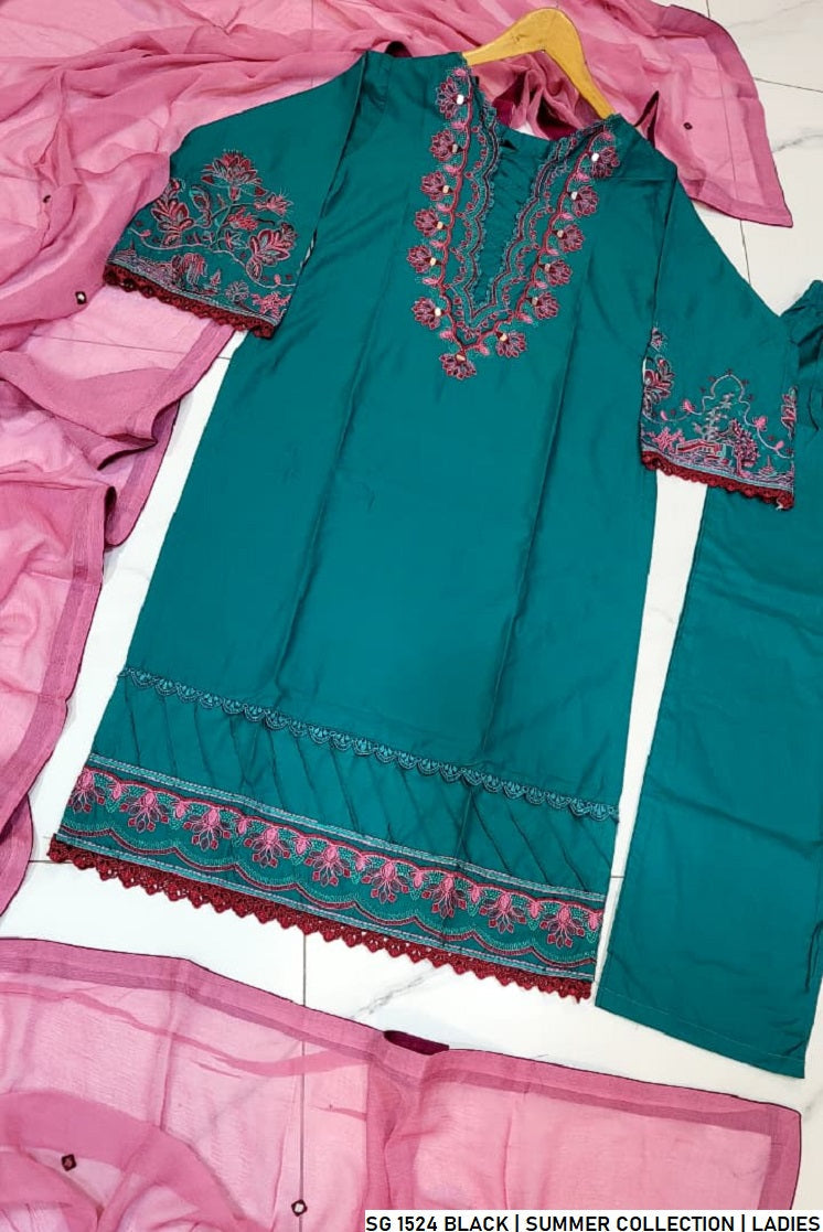 Pakistani women's zinc grey lawn A-Line casual shirt detail view