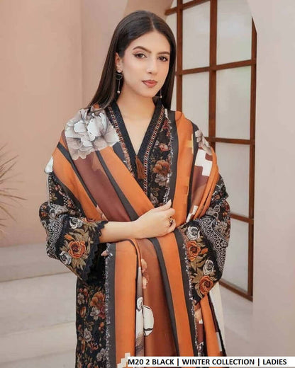 Pakistani women's black lawn A-Line casual outfit back view