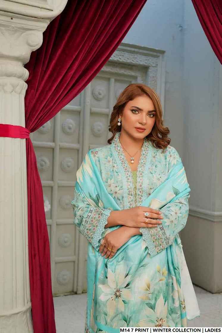 Pakistani women's lawn A-Line printed casual outfit detail view