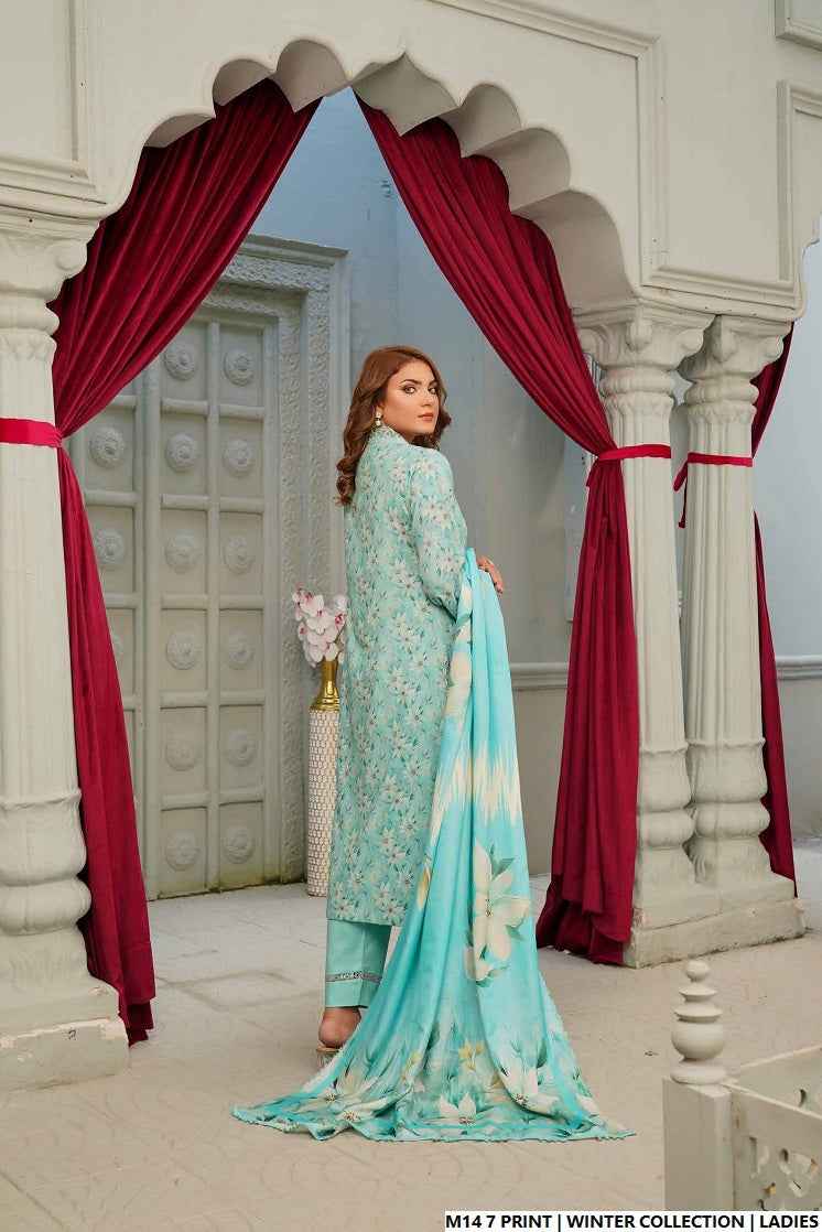 Pakistani women's lawn A-Line printed casual outfit back view