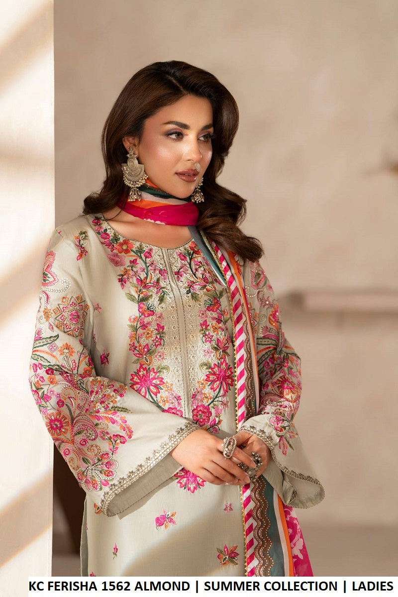 Pakistani women's almond cotton straight shirt plazo back view