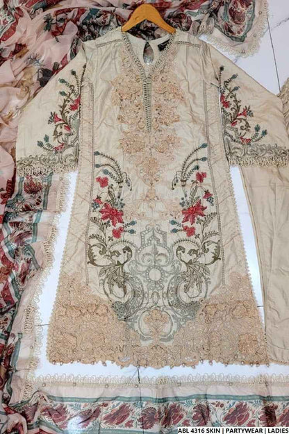 Pakistani women's skin organza A-Line shirt full view