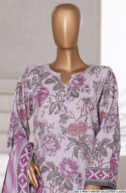 Lawn A-Line printed shirt - Pakistani women's casual summer outfit with cotton trouser and lawn dupatta front view