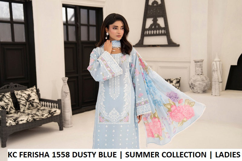 Pakistani women's dusty blue cotton straight shirt plazo detail view