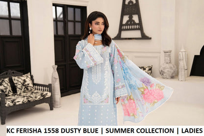 Pakistani women's dusty blue cotton straight shirt plazo detail view