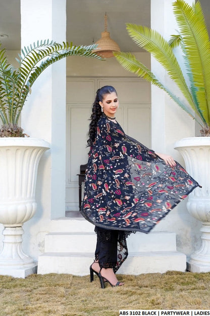 ABS 3102 Pakistani women's chiffon straight shirt detail view