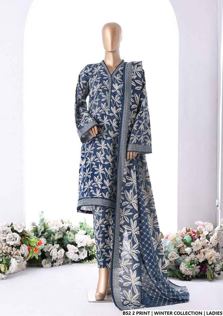 Lawn A-Line printed shirt - Pakistani women's casual summer outfit with cotton trouser and lawn dupatta front view