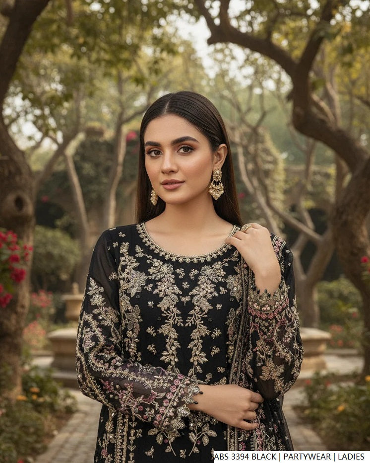 Black organza Pakistani women's straight shirt side view