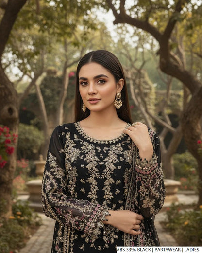Black organza Pakistani women's straight shirt side view