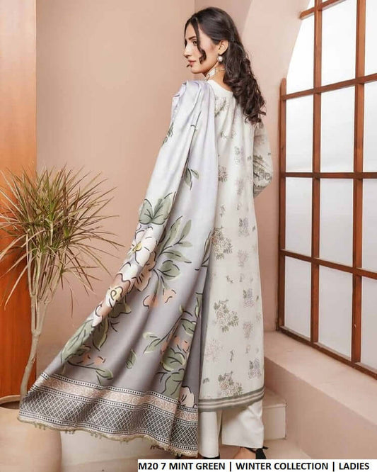 Mint green lawn Pakistani women's A-Line casual shirt side view