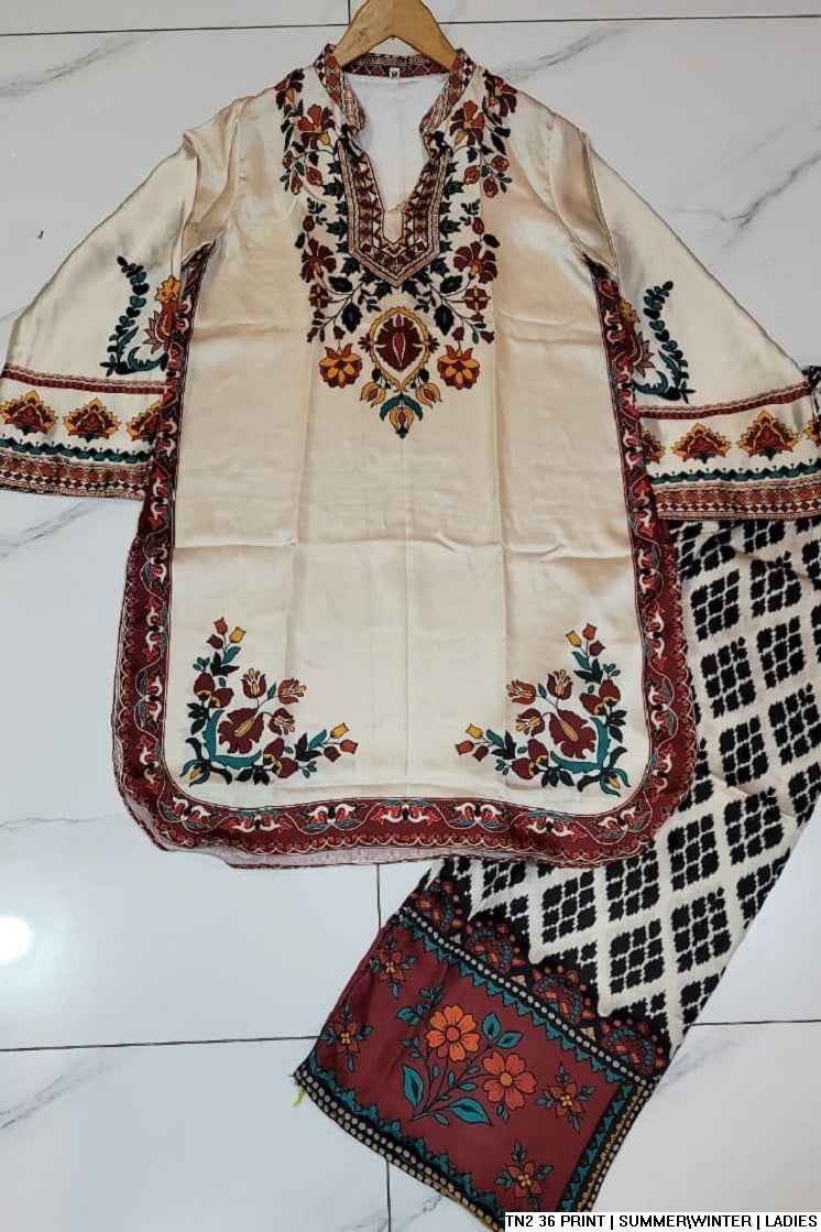 Pakistani women's lawn 2-piece printed casual suit side view