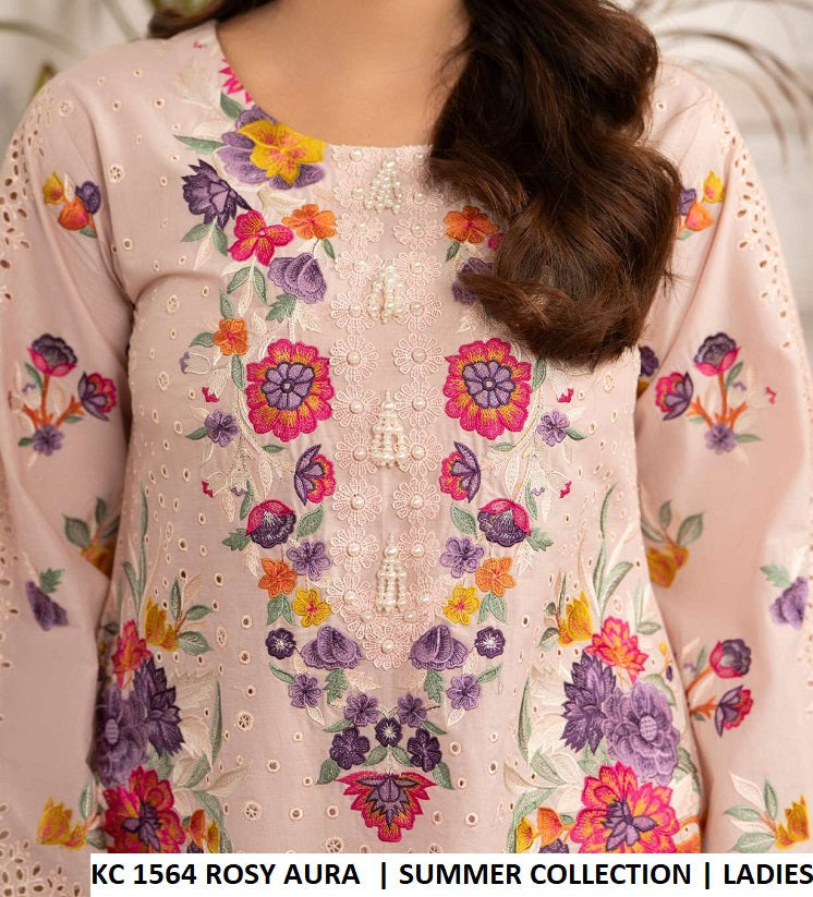 KC TABEER 1564 - Rosy Cotton 3PC Suit