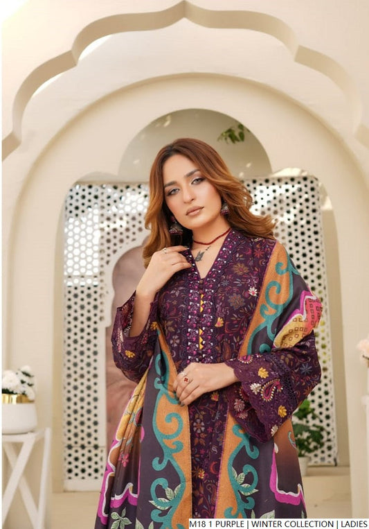 Dark purple lawn Pakistani women's A-Line casual shirt side view