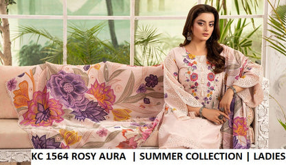 KC TABEER 1564 - Rosy Cotton 3PC Suit