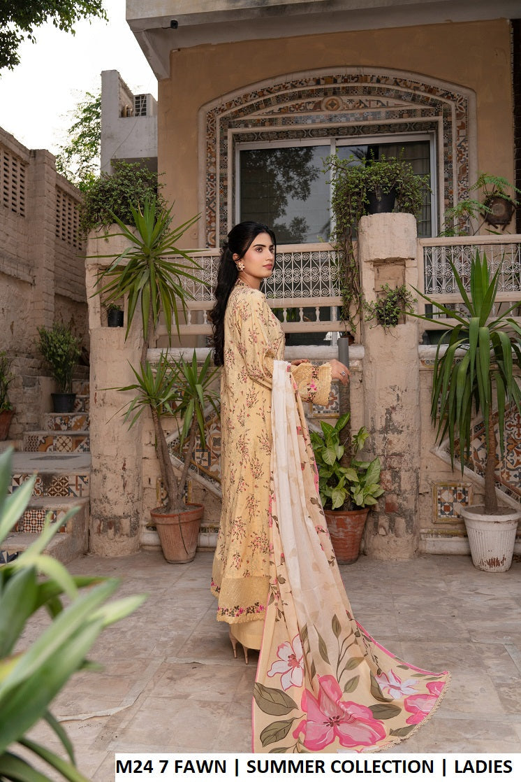 M24 7 PRINT - Elegant Printed Lawn 3-Piece Women's Pakistani Suit