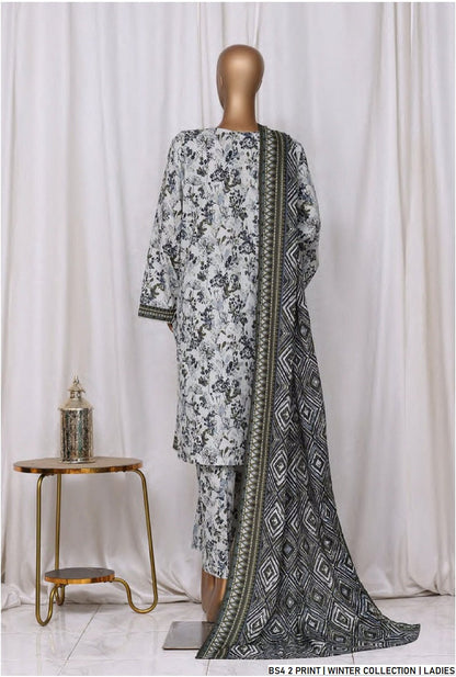 Pakistani women's lawn A-Line printed casual outfit back view