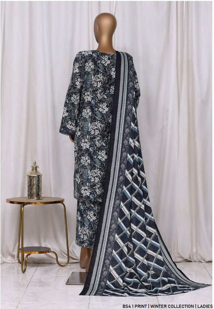 Pakistani women's lawn A-Line printed casual outfit back view