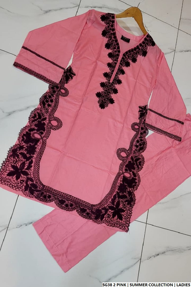 Pakistani women's pink lawn A-Line casual shirt full view