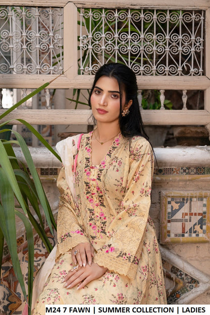 M24 7 PRINT - Elegant Printed Lawn 3-Piece Women's Pakistani Suit