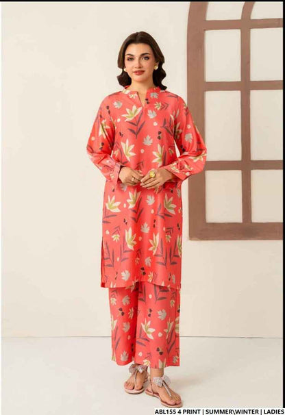 Lawn 2-piece printed - Pakistani women's casual summer outfit with cotton trouser and lawn dupatta front view