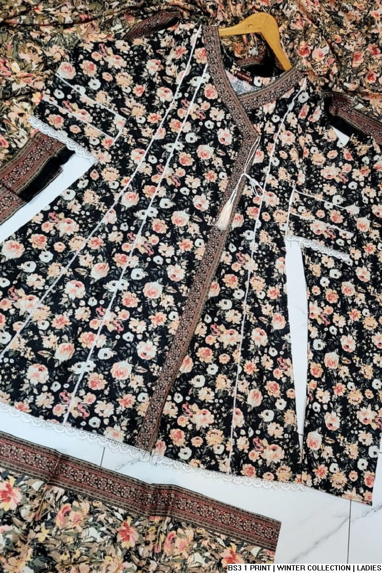 Pakistani women's lawn A-Line printed casual outfit back view