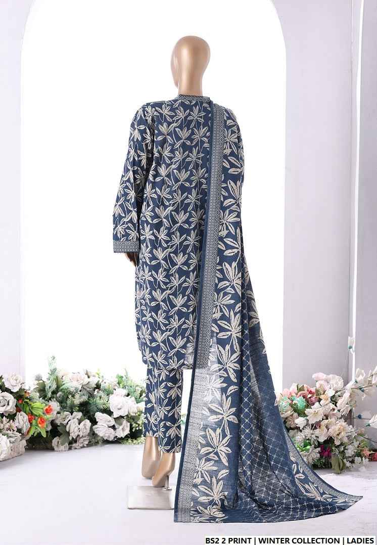 Pakistani women's lawn A-Line printed casual outfit back view