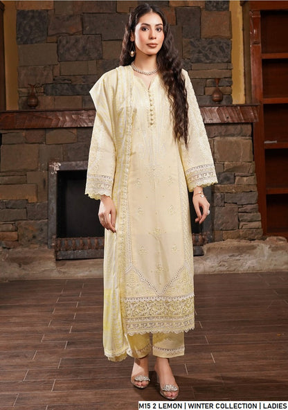 Pakistani women's lemon yellow lawn A-Line casual shirt detail view
