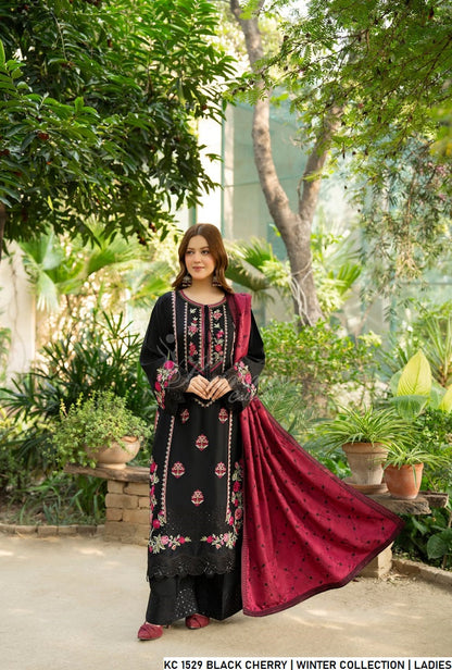 Black cherry silk Pakistani women's short shirt side view
