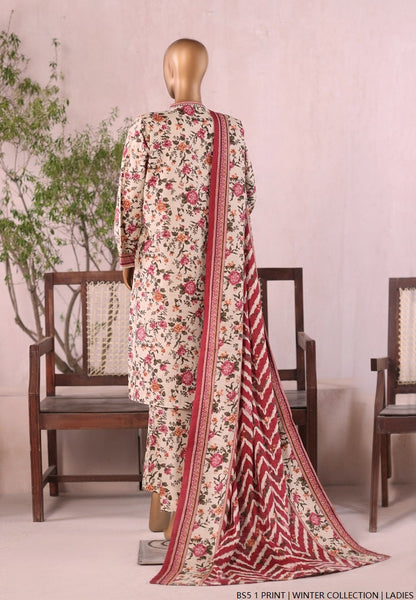 Pakistani women's lawn A-Line printed casual outfit back view