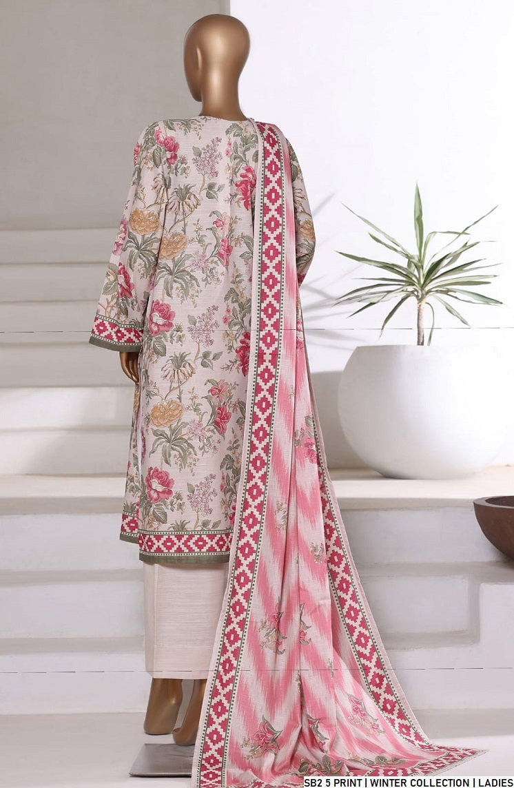 Pakistani women's lawn A-Line printed casual outfit back view