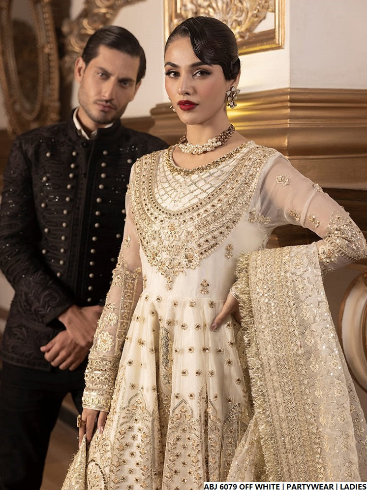 Off white chiffon Pakistani women's short frock side view