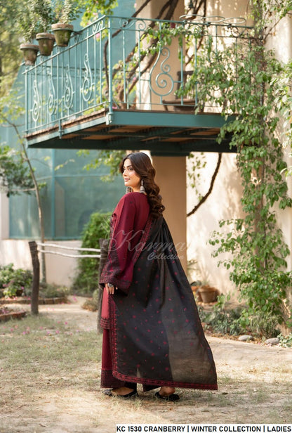 Cranberry red silk Pakistani women's short shirt side view