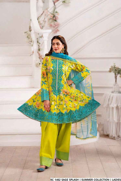 KC 1462 SAGE SPLASH |FARSHI SHALWAR