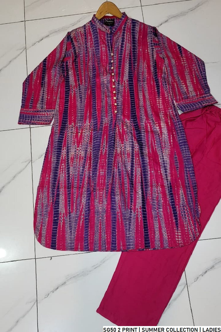 Pakistani women's lawn 2-piece printed casual suit detail view