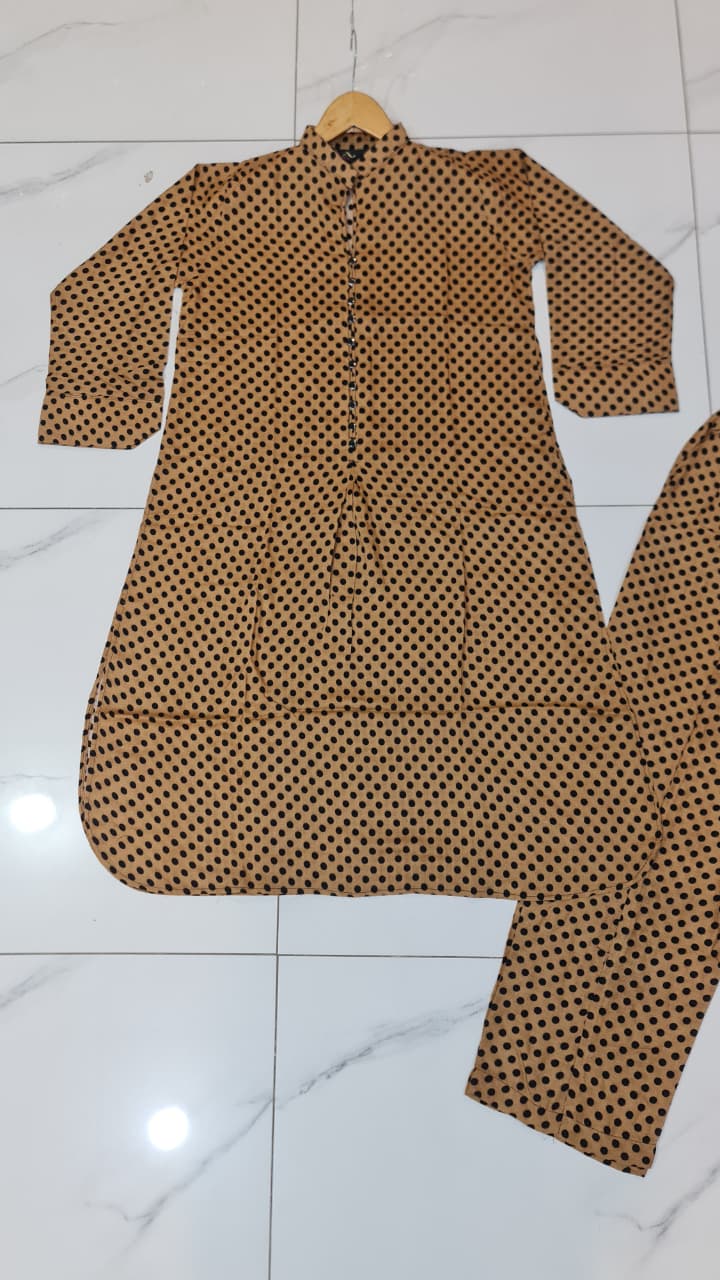 Pakistani women's lawn 2-piece printed casual summer suit back view