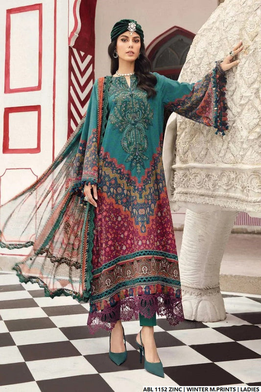 Printed lawn straight shirt - Pakistani women's casual summer outfit with lawn trouser and digital print dupatta front view