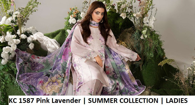 KC Ayra 1587 Pink Lavender - Pink Lavender Embroidered 3-Piece Ready to Wear Women's Pakistani Suit