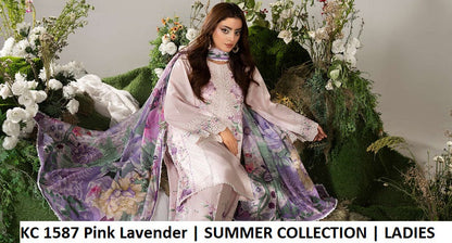 KC Ayra 1587 Pink Lavender - Pink Lavender Embroidered 3-Piece Ready to Wear Women's Pakistani Suit