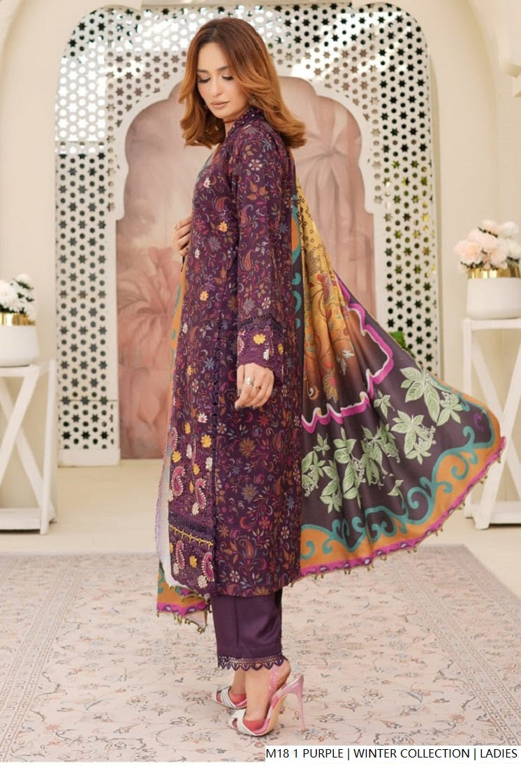Pakistani women's dark purple lawn A-Line casual shirt detail view