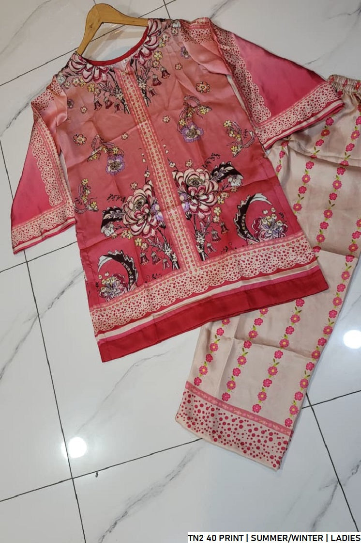 Pakistani women's lawn 2-piece printed casual suit back view