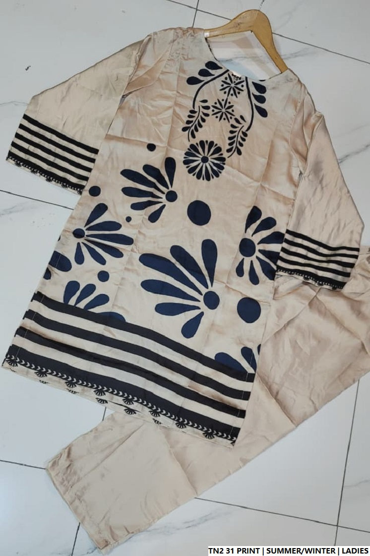 Pakistani women's lawn 2-piece printed casual suit detail view