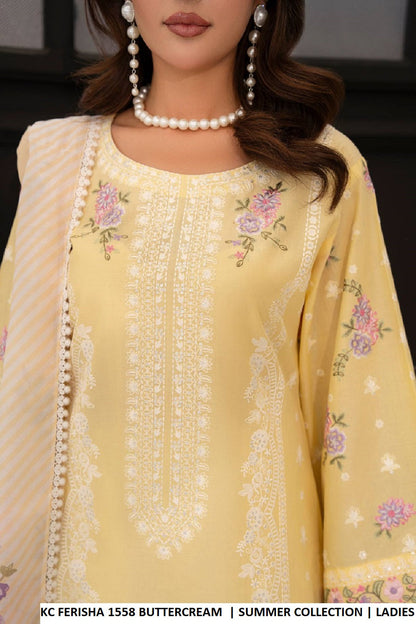 Pakistani women's buttercream cotton straight shirt plazo back view