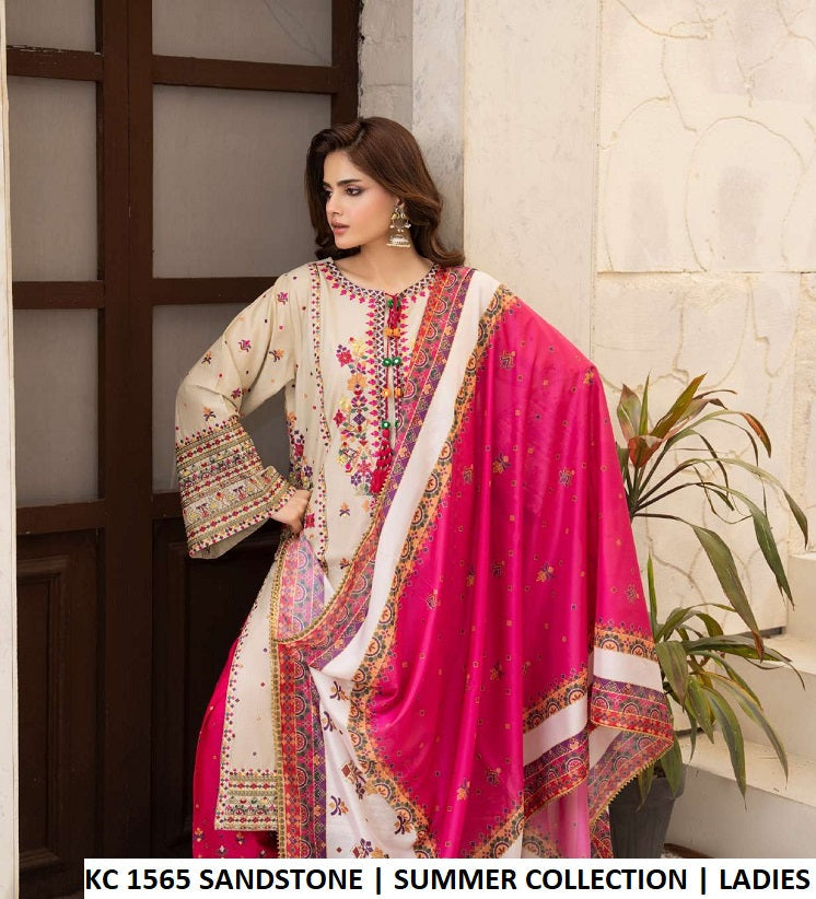 KC TABEER 1565 - Sandstone Cotton 3-Piece Suit