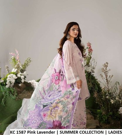 KC Ayra 1587 Pink Lavender - Pink Lavender Embroidered 3-Piece Ready to Wear Women's Pakistani Suit