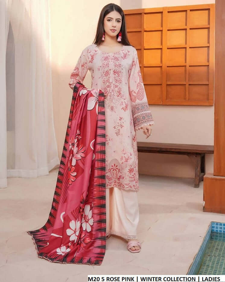Lawn A-Line shirt rose pink - Pakistani women's casual summer outfit with cotton trouser and lawn dupatta front view