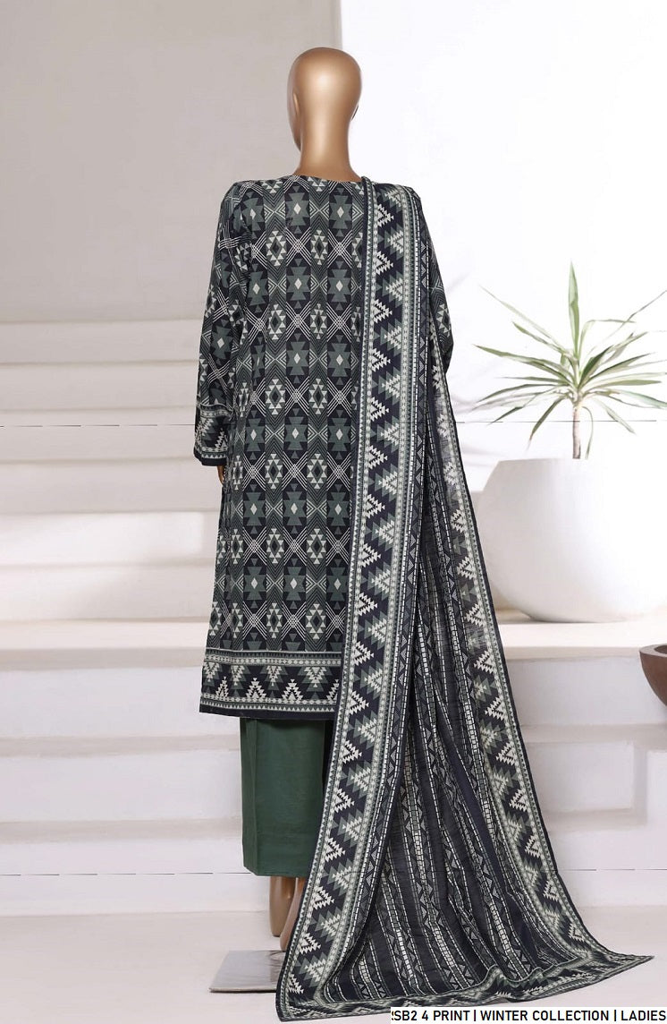 Pakistani women's lawn A-Line printed casual outfit back view